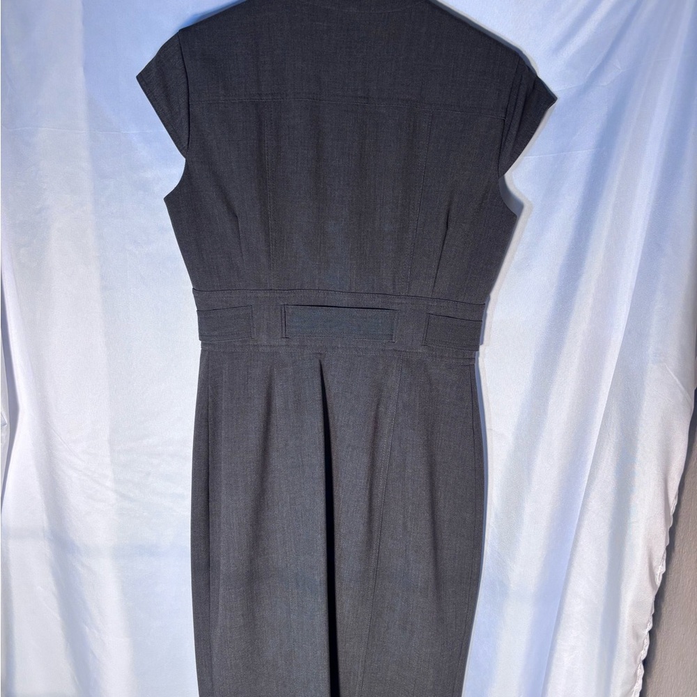 Calvin Klein Dark Gray Cap-Sleeve Midi Sheath Dress - Picture 3 of 3